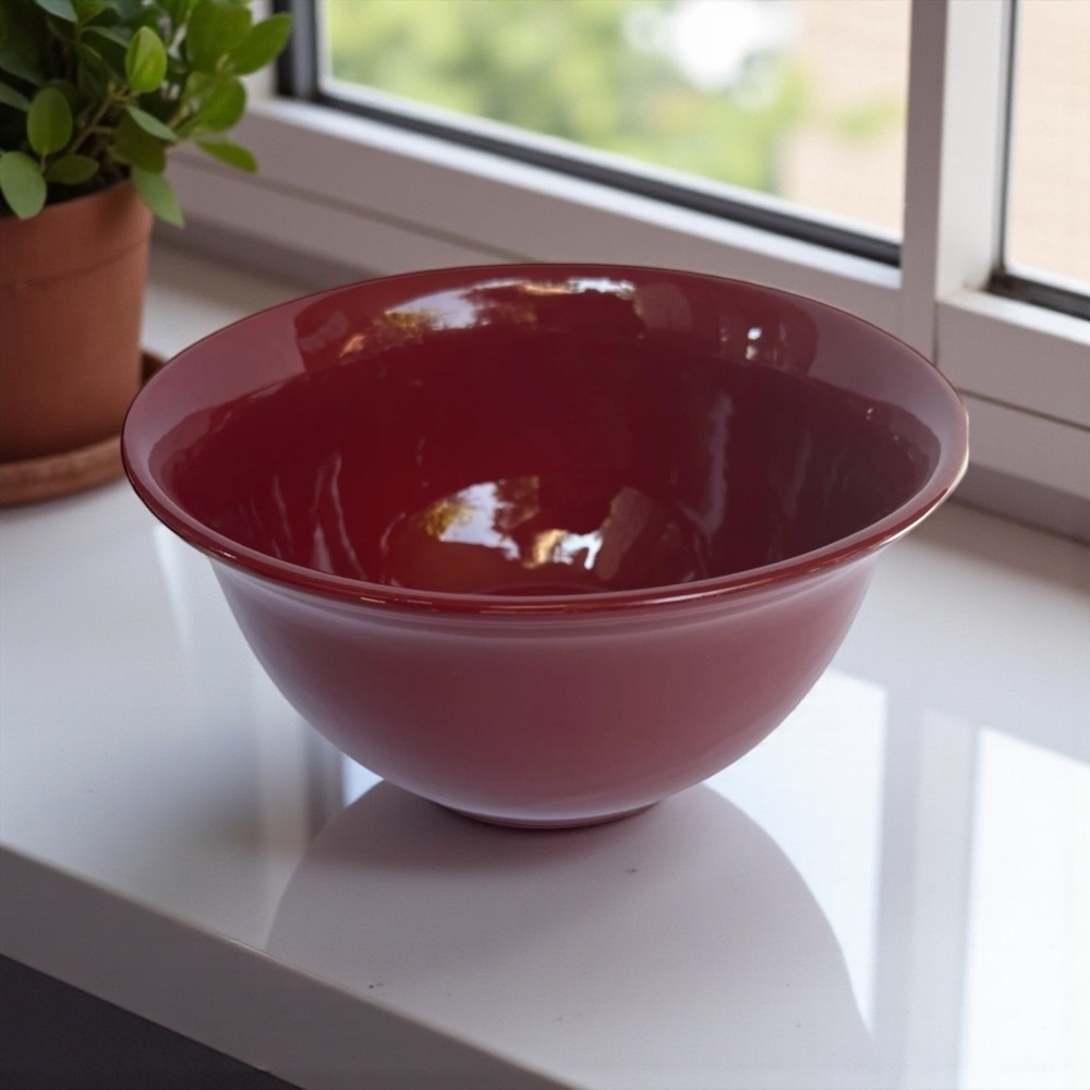 Vintage Haeger Pottery USA 3311 Red Mixing Bowl 10"‎ Large Kitchen Farmhouse EUC